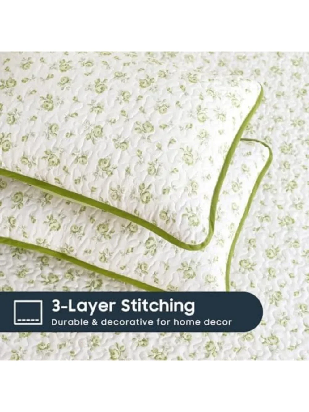 Floral Quilt Set - Cottagecore Shabby Chic Reversible Bedspread, 3 Pieces